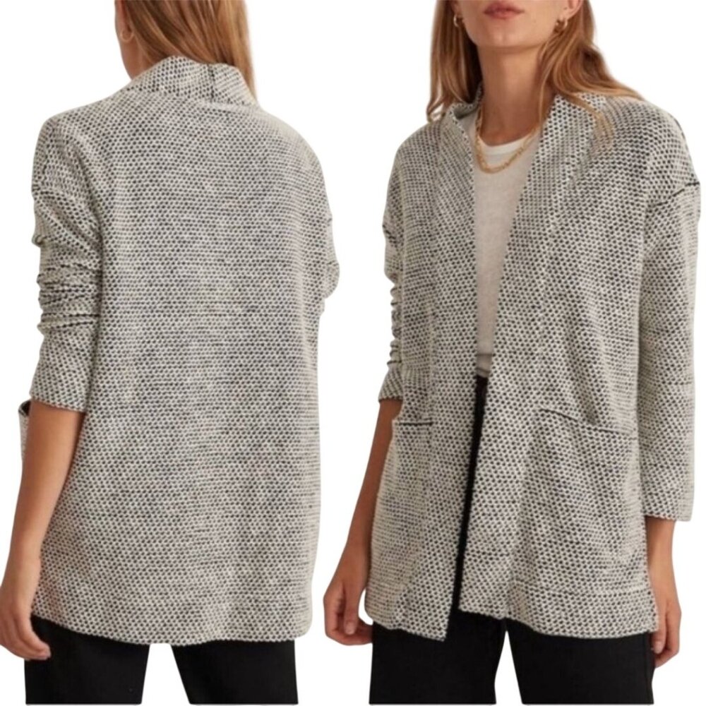 Marine Layer Birdseye Knit Cardigan Sweater Coat Open Front Pockets Size M